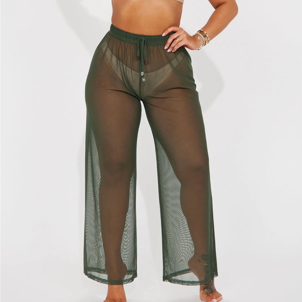 Mesh Coverup Pants - olive